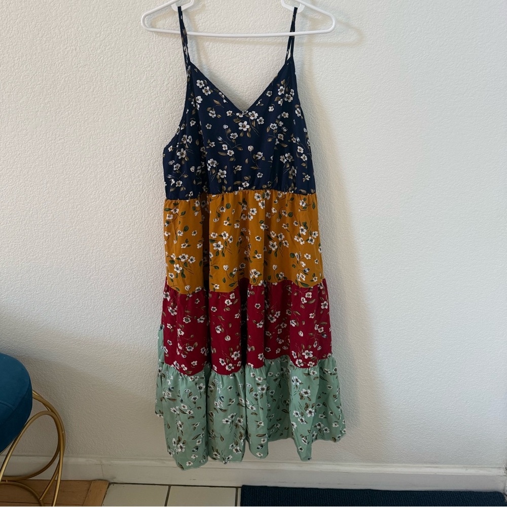 SHEIN Navy Floral Spaghetti Strap Dress